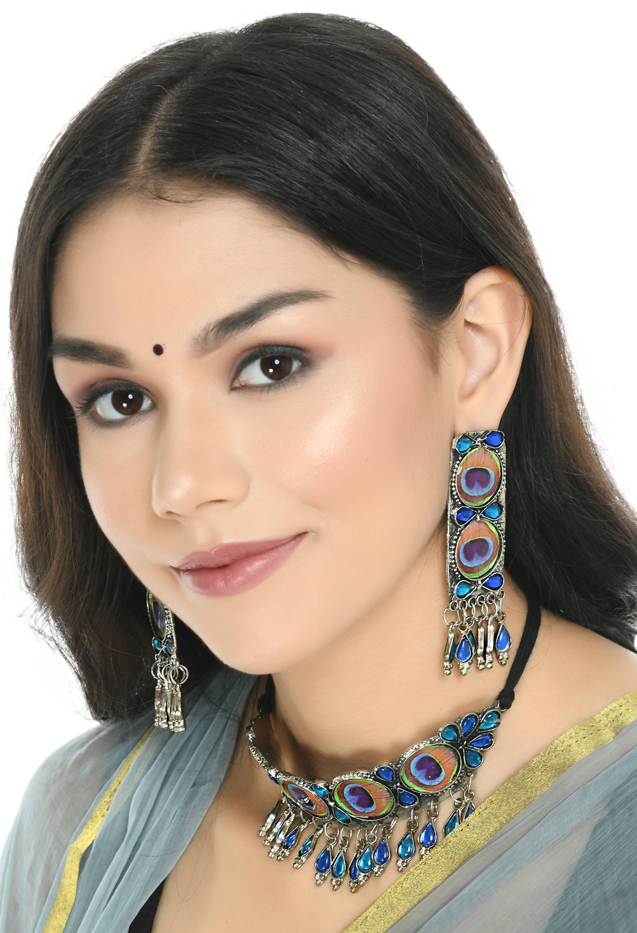 Trendia Peacock wings design Necklace with Ear