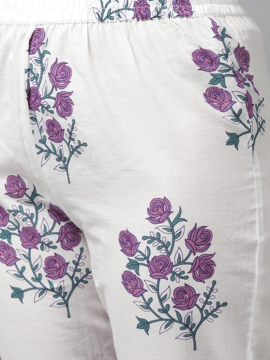Women's Lavender & White Printed Kurta Set