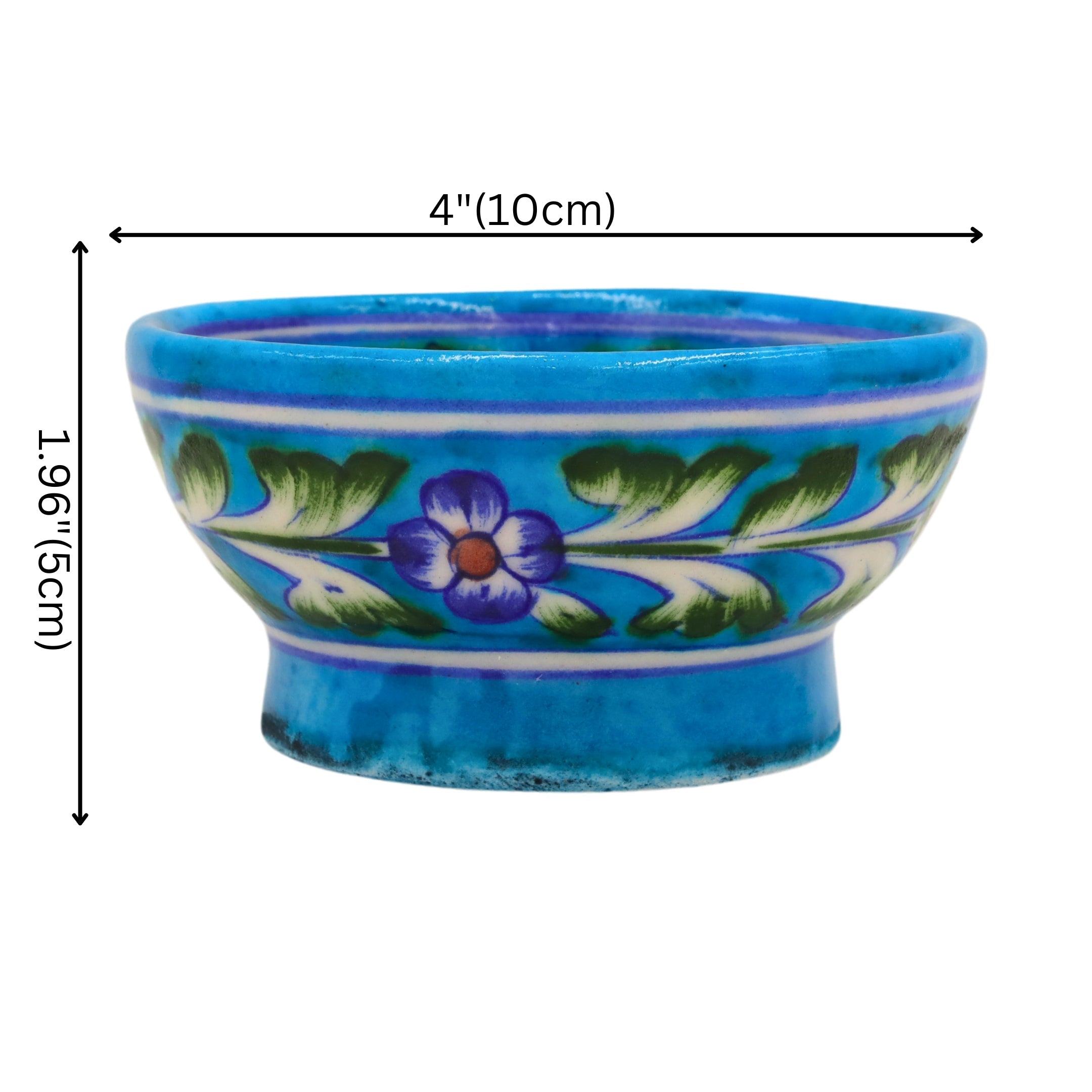 Blue Pottery Round Bowl - Turquoise Blue - Natriel