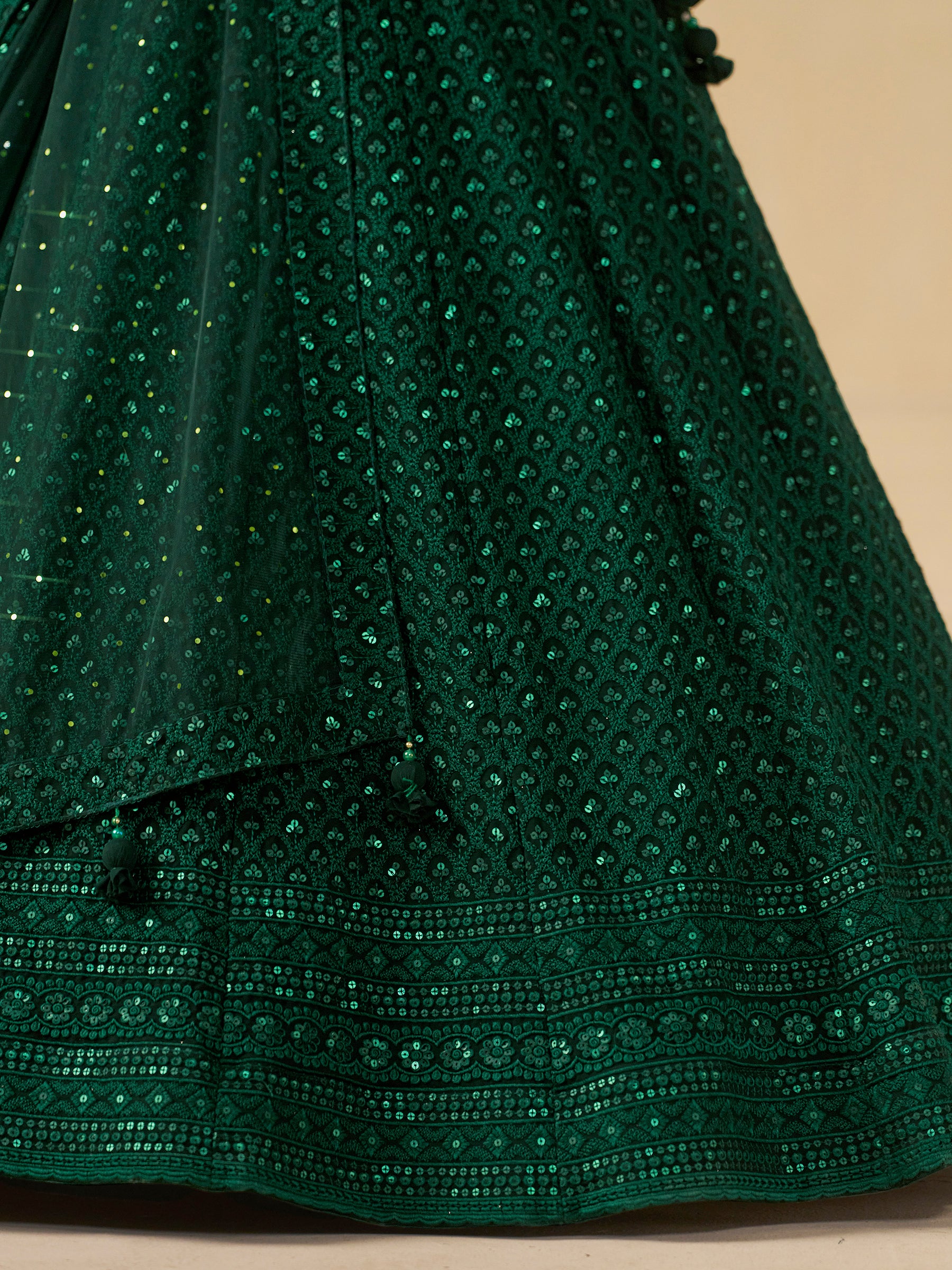 Women's Beautiful Green Sequins & Thread Embroidered Georgette Fabric Engagement Wear Bridesmaid Indian Wedding Lehenga Dress | Trendia Global Women's Beautiful Green Sequins & Thread Embroidered Georgette Fabric Engagement Wear Bridesmaid Indian Wedding Lehenga Dress | Trendia Global