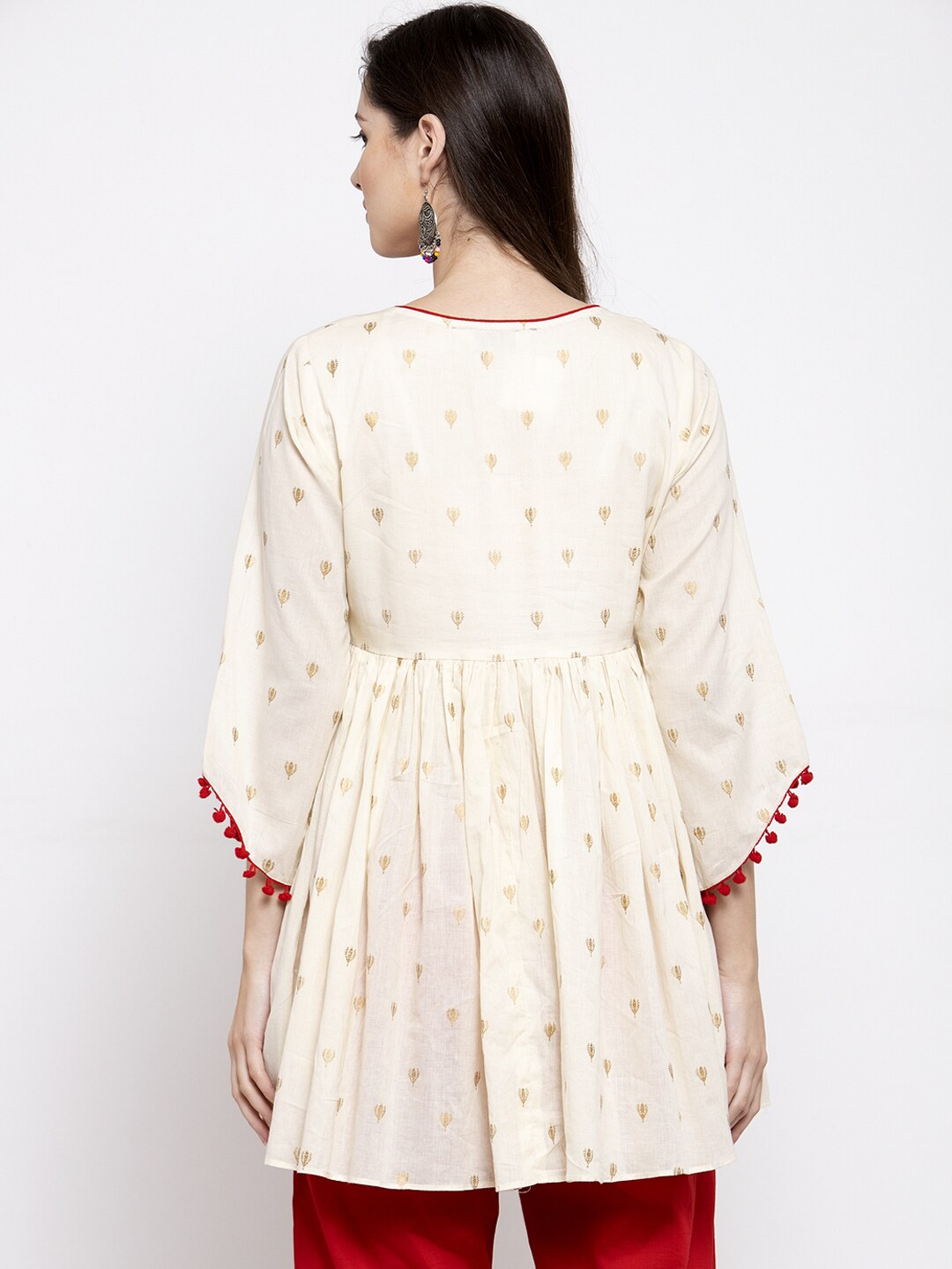 Women's  Off-White & Red Printed Tunic