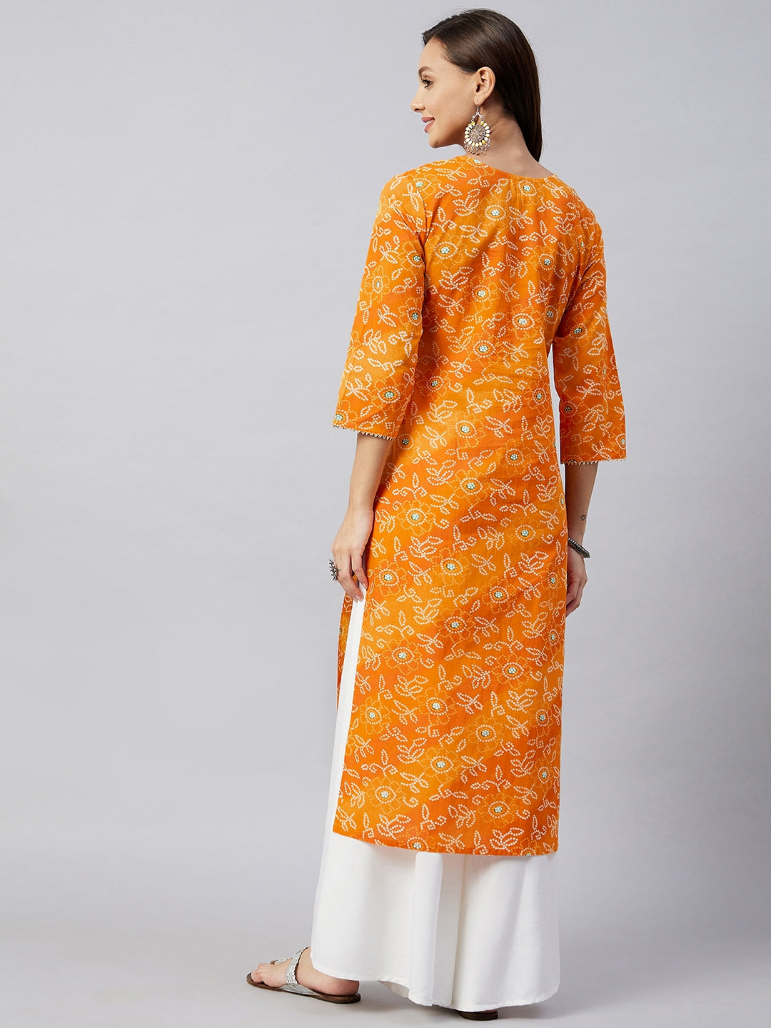 Women's Canary Orange Work Straight Kurta - InWeave