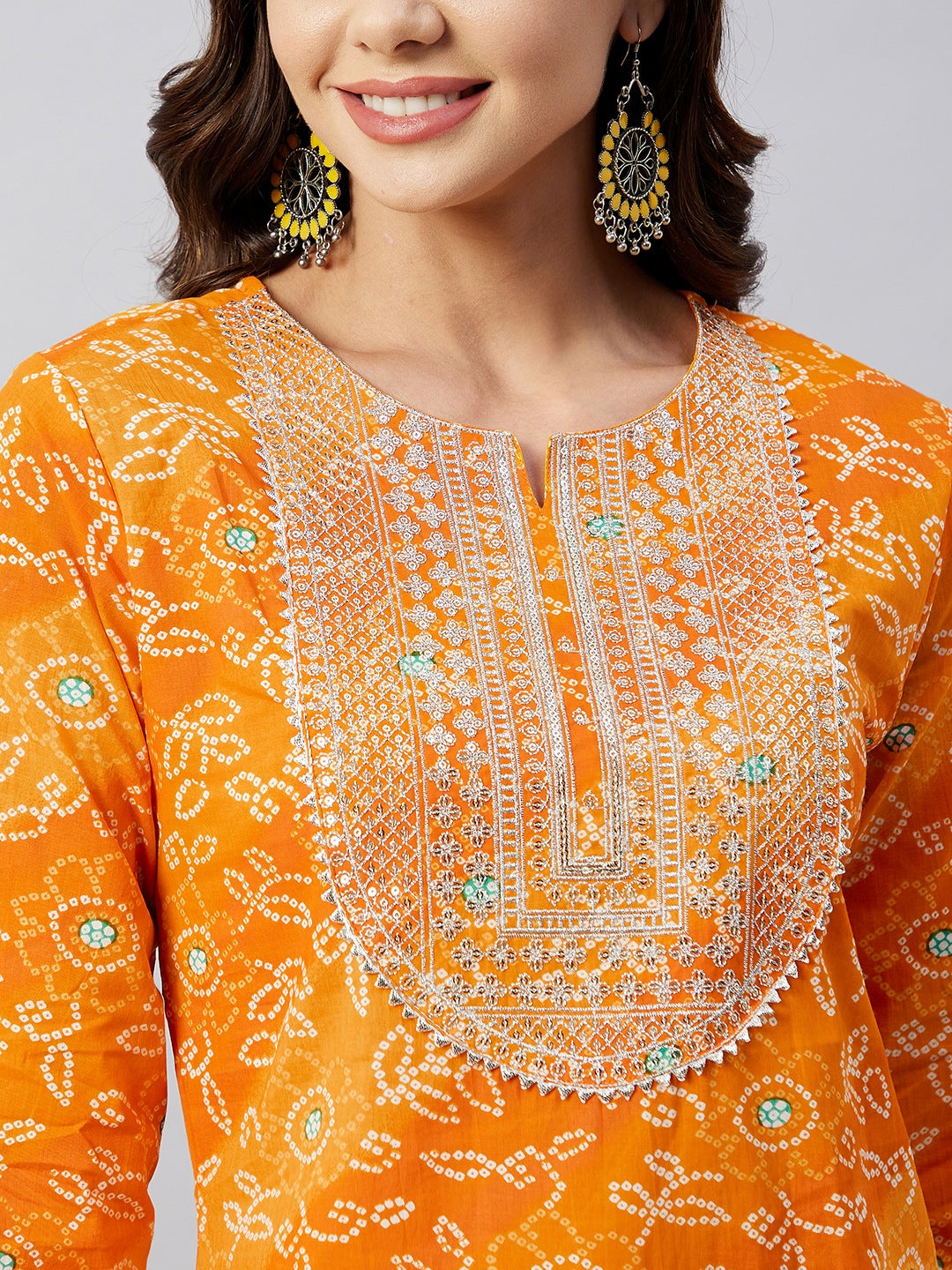 Women's Canary Orange Work Straight Kurta - InWeave