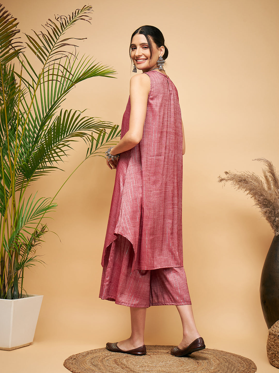 Women's Wine Lurex Short Kurta - InWeave