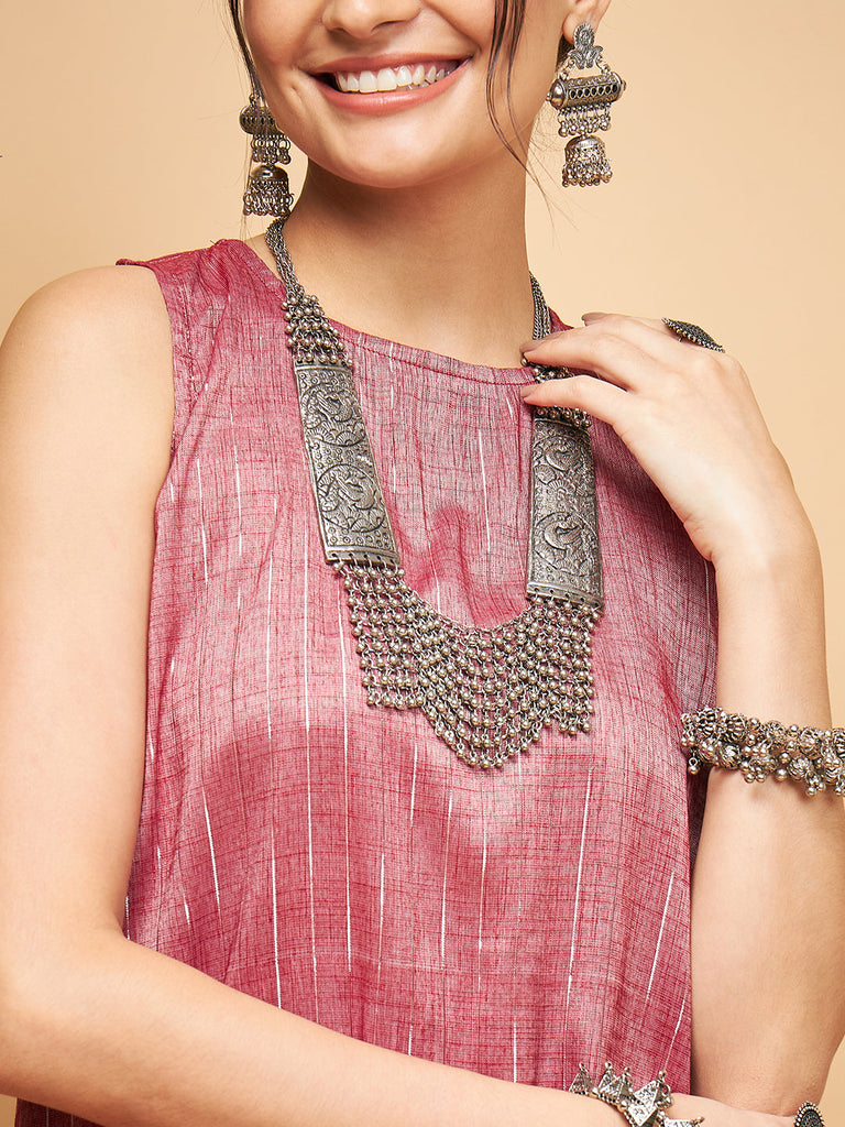 Women's Wine Lurex Short Kurta