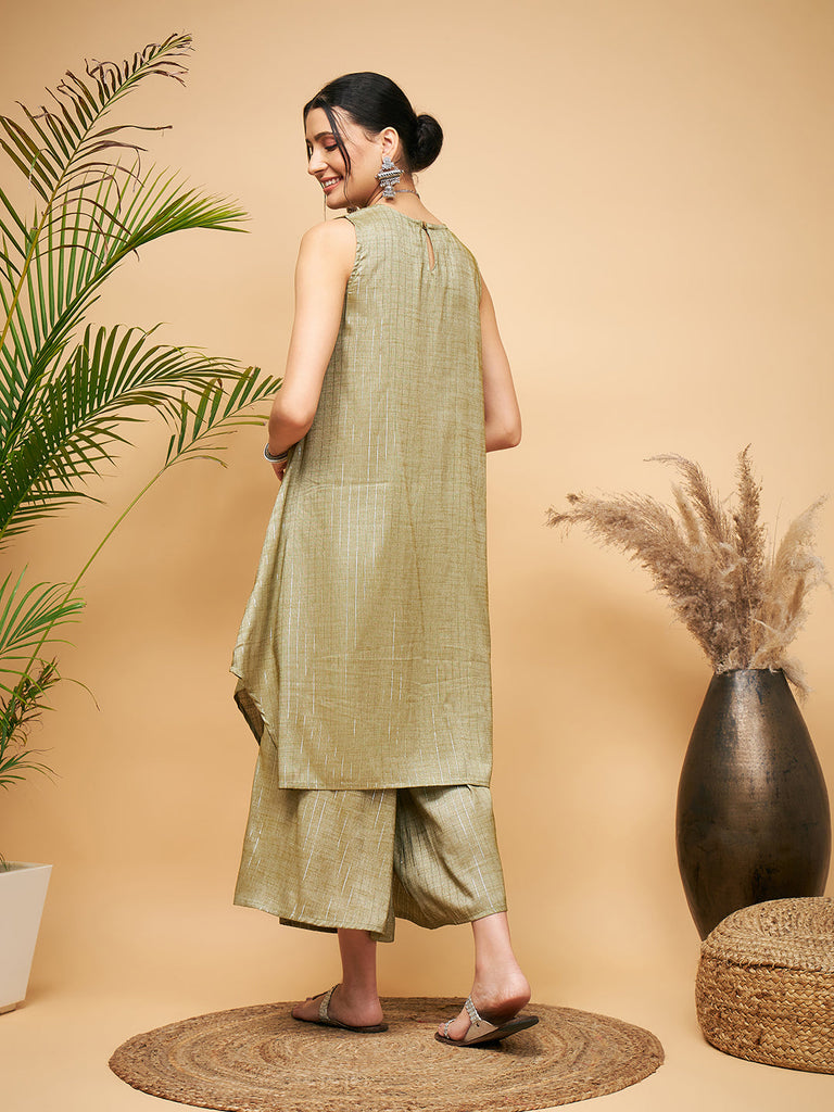 Women's Olive Lurex Short Kurta