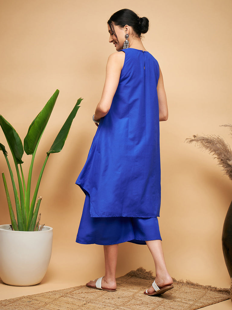 Women's Ink Blue Poplin Short Kurta