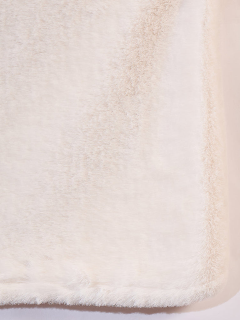 Women's Cream Rabbit Faux Fur Poncho