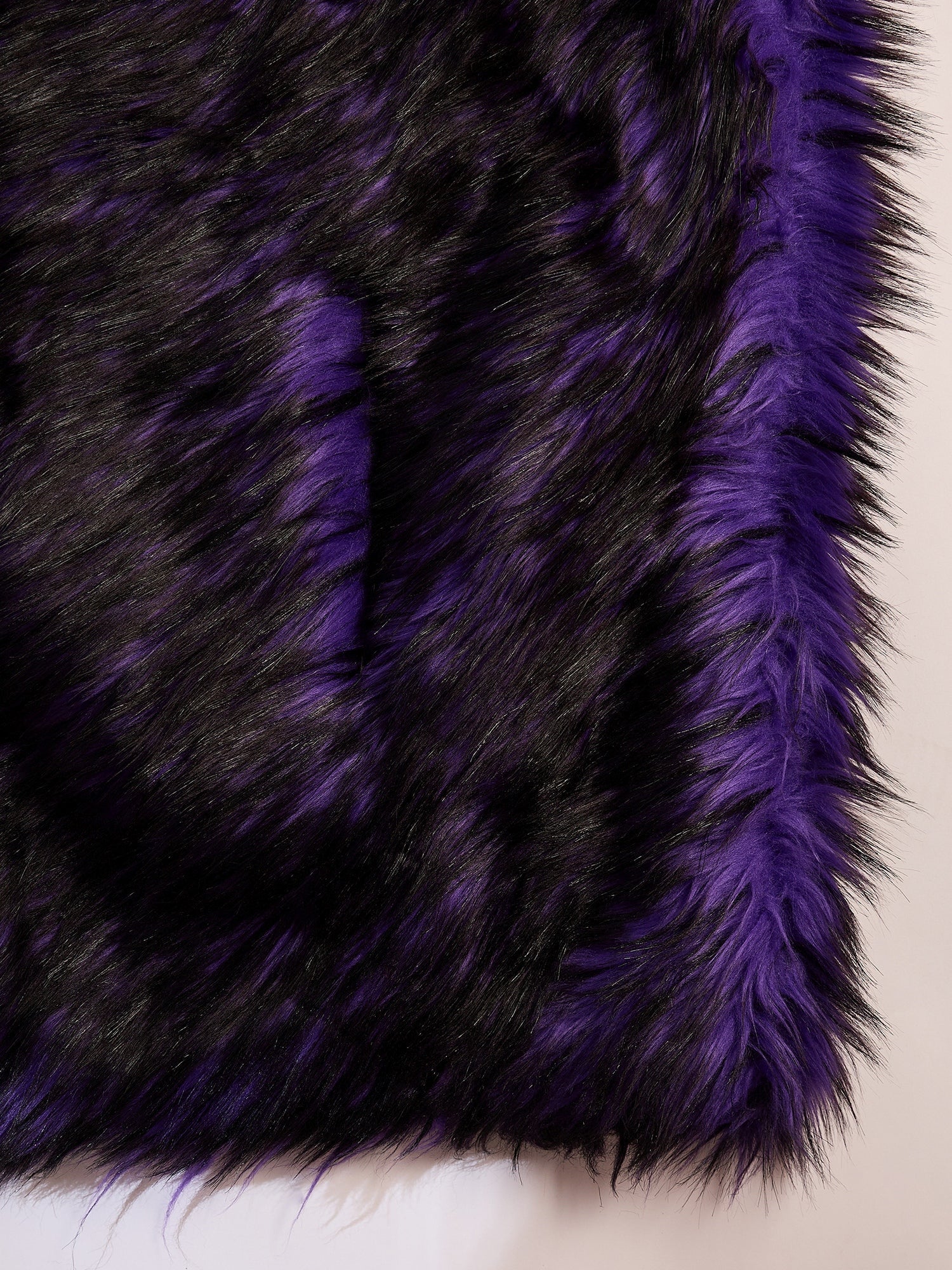 Women's Purple Black Faux Fur Cape - InWeave