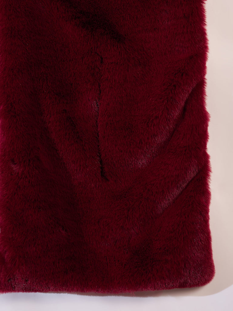 Women's Burgundy Faux Fur Cape