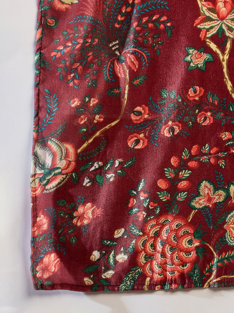 Women's Maroon Printed Velvet Shawl