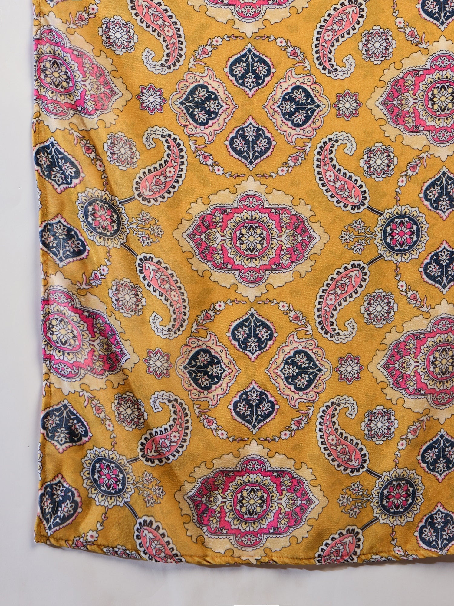 Women's Yellow Printed Velvet Shawl - InWeave