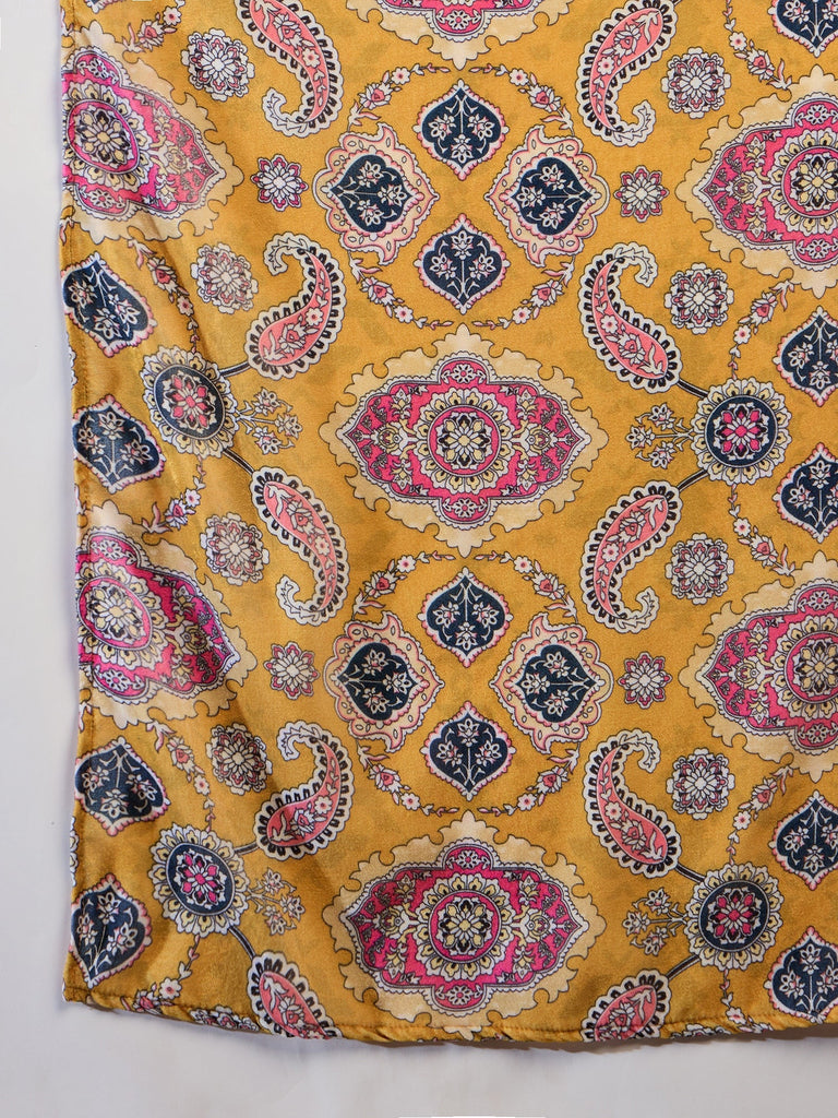 Women's Yellow Printed Velvet Shawl