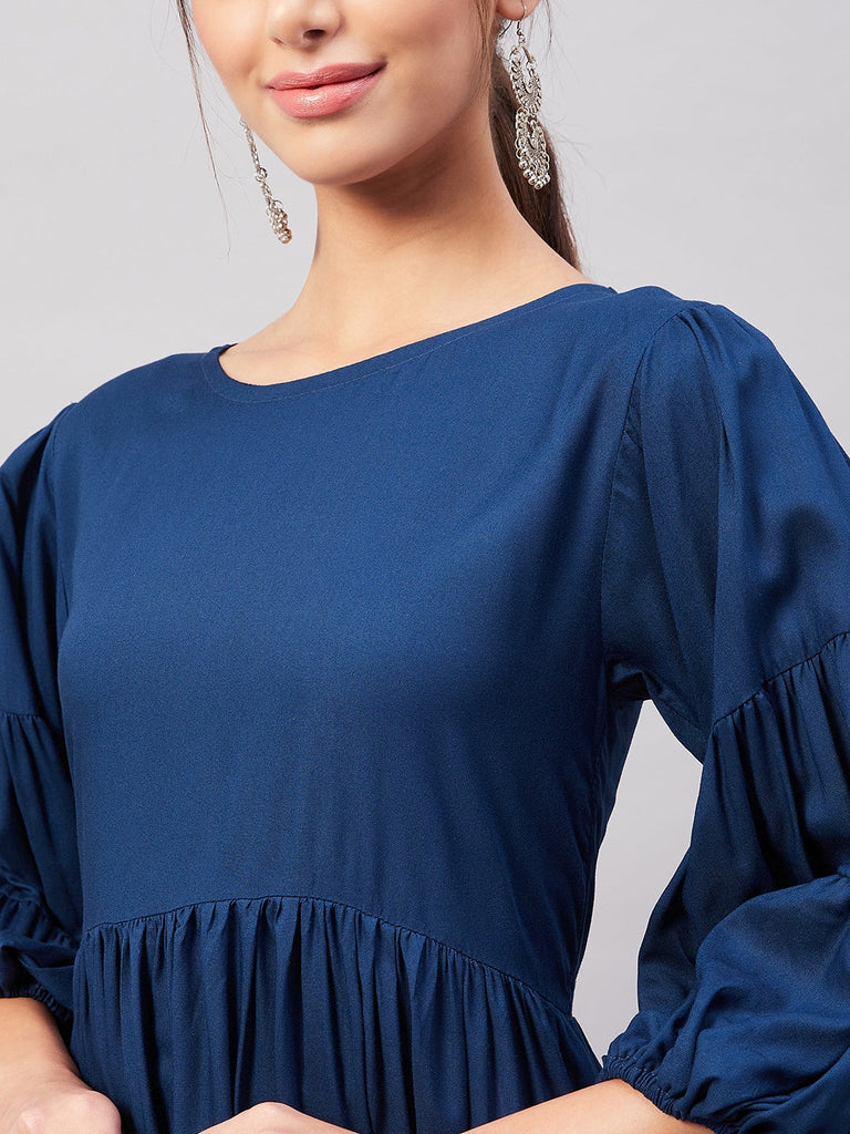 Women's Teal Blue Flared Dress