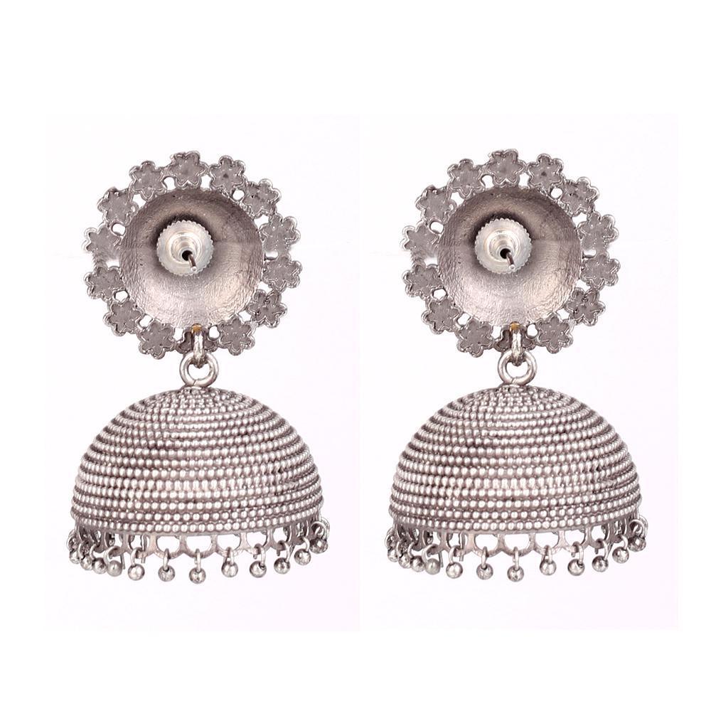 Women's German Silver Oxidised Big Jhumkas