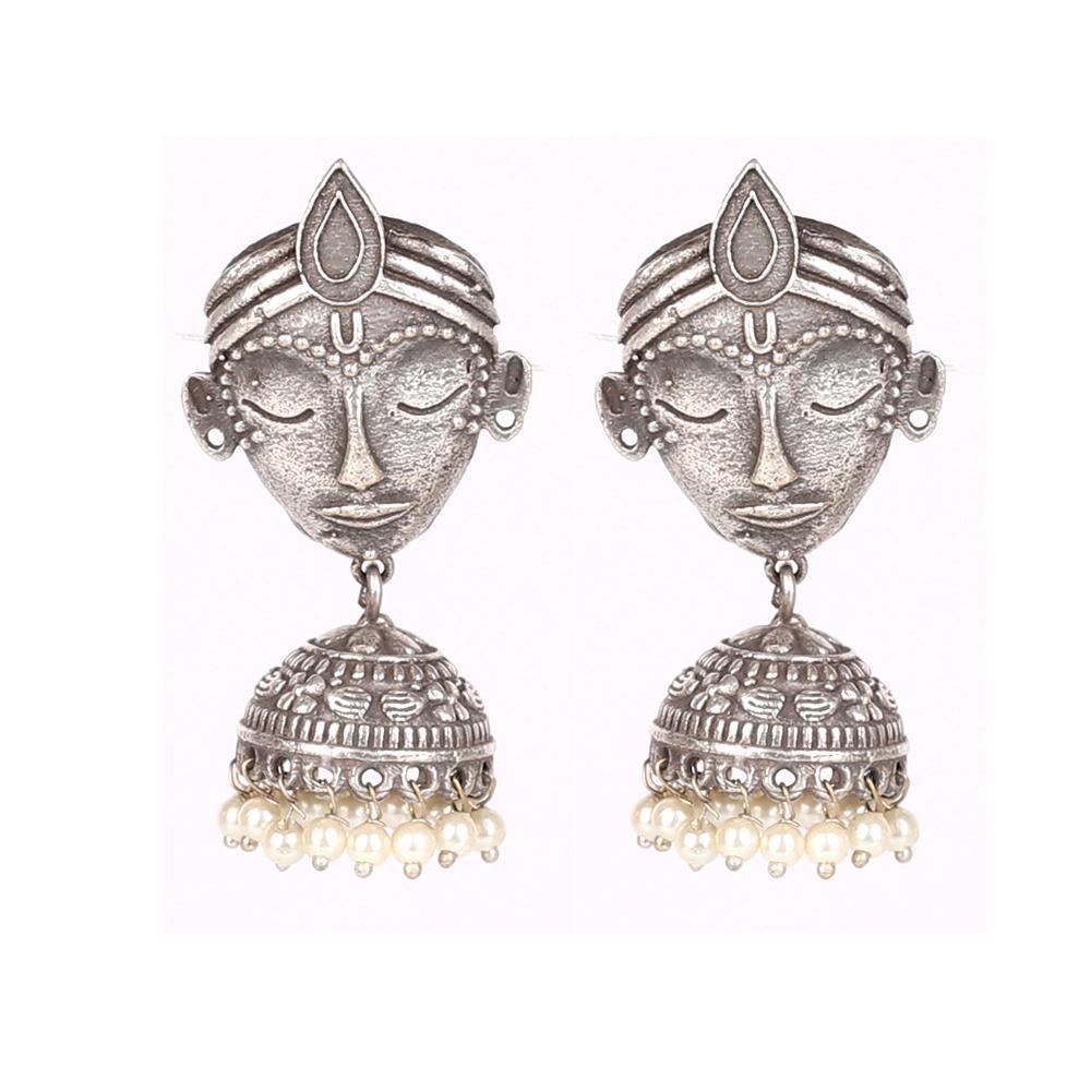 Women's Oxidised German Silver Faces Earrings