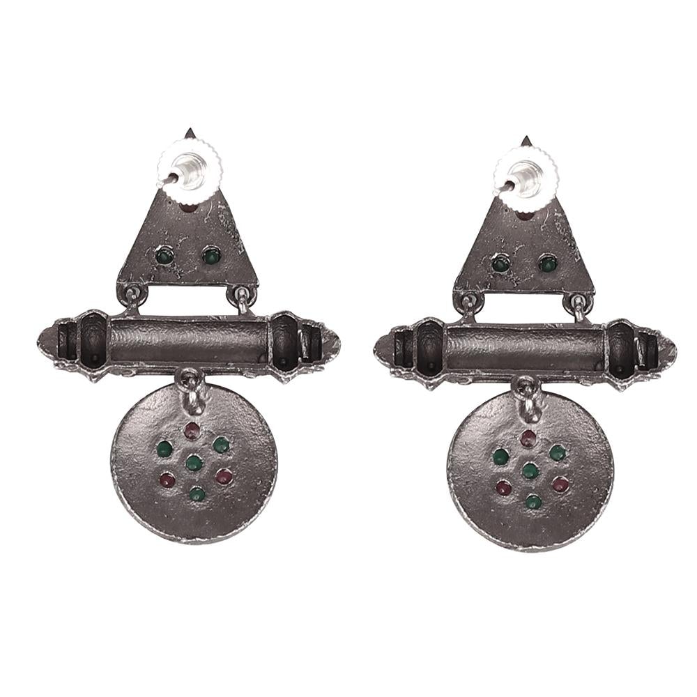 Women's German Silver Earings With Ethnic Motifs