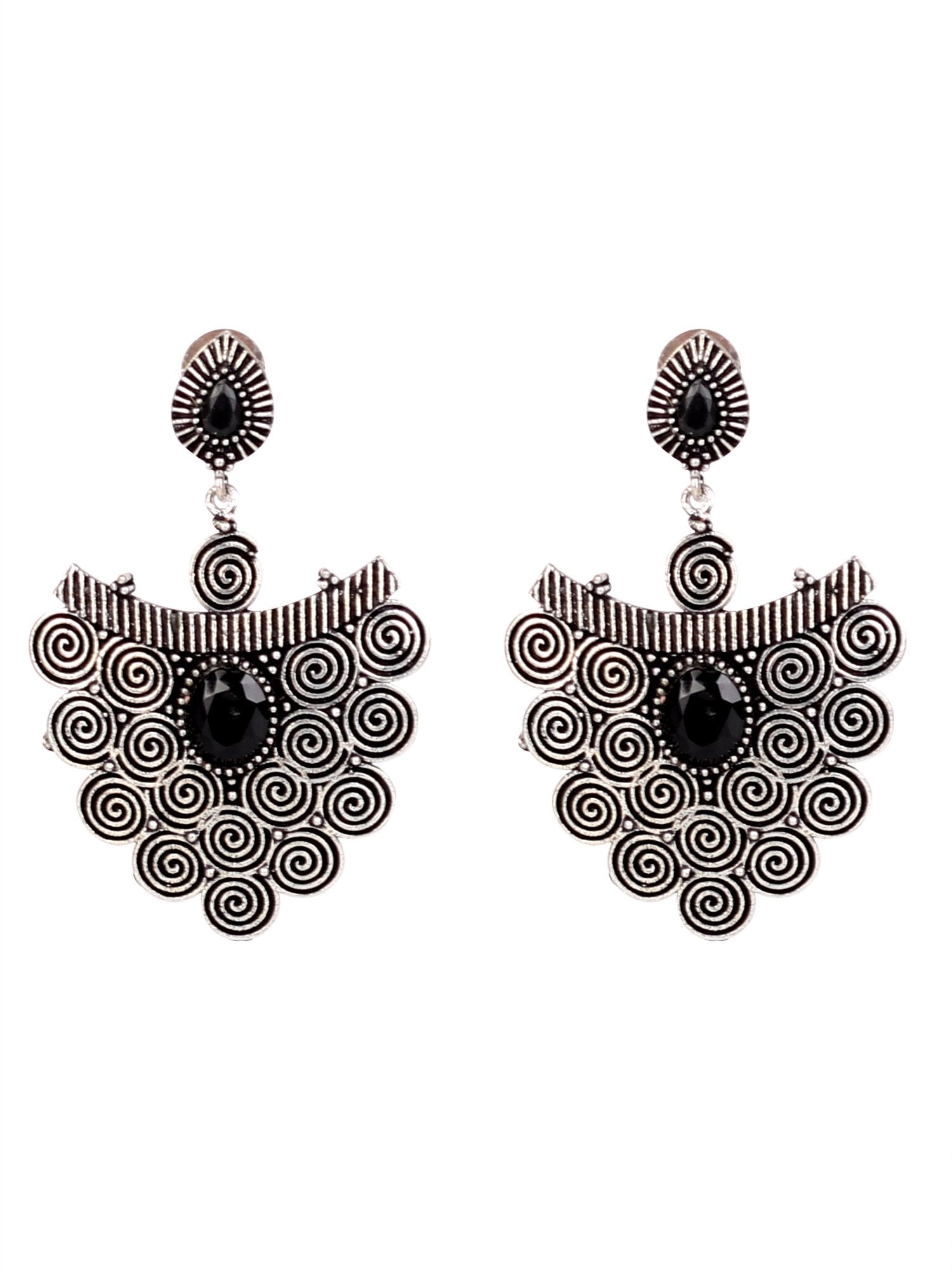 Women's Stone Studded Hanging Earings In German Silver