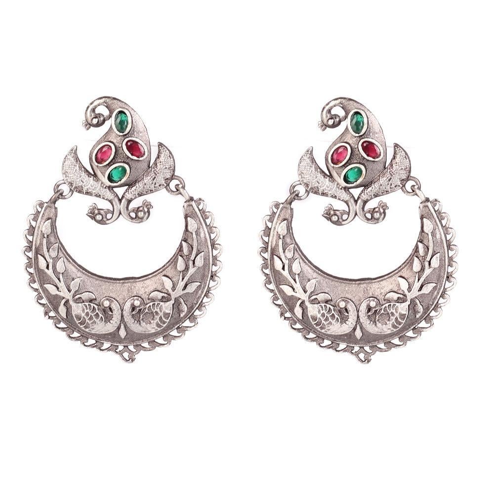 Women's Bird Art Chandbali With Stone Work