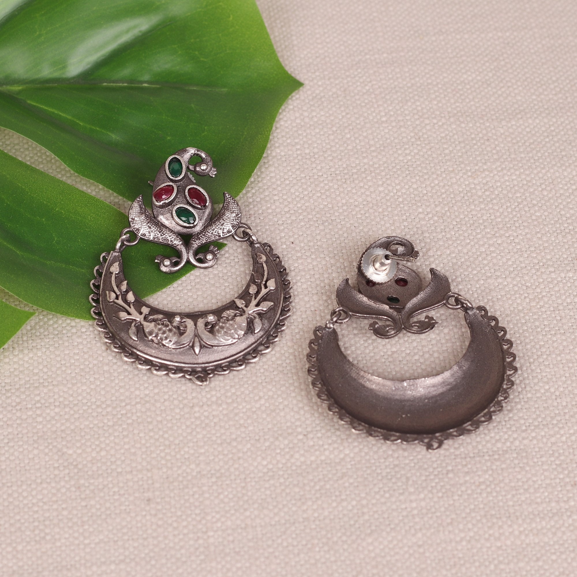 Women's Bird Art Chandbali With Stone Work