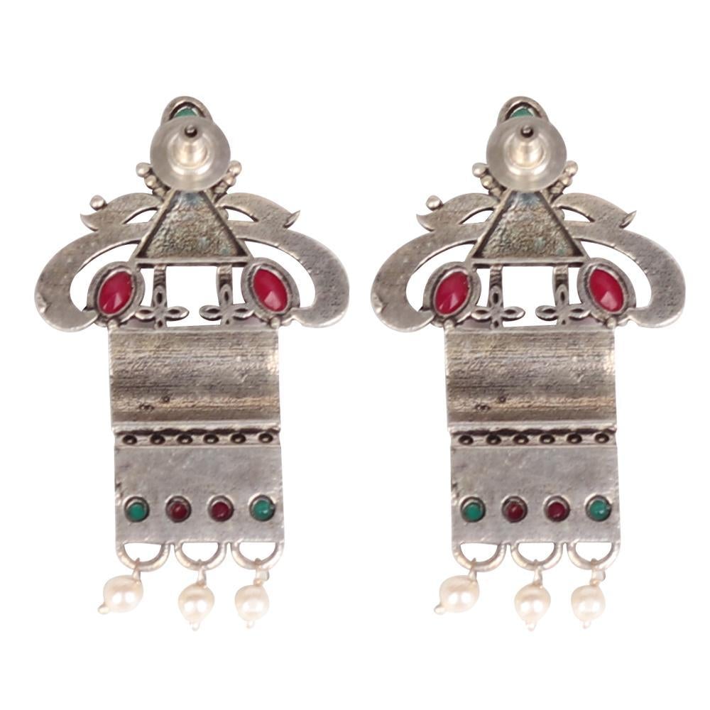 Women's Tribal Motif Earings With Stone Work