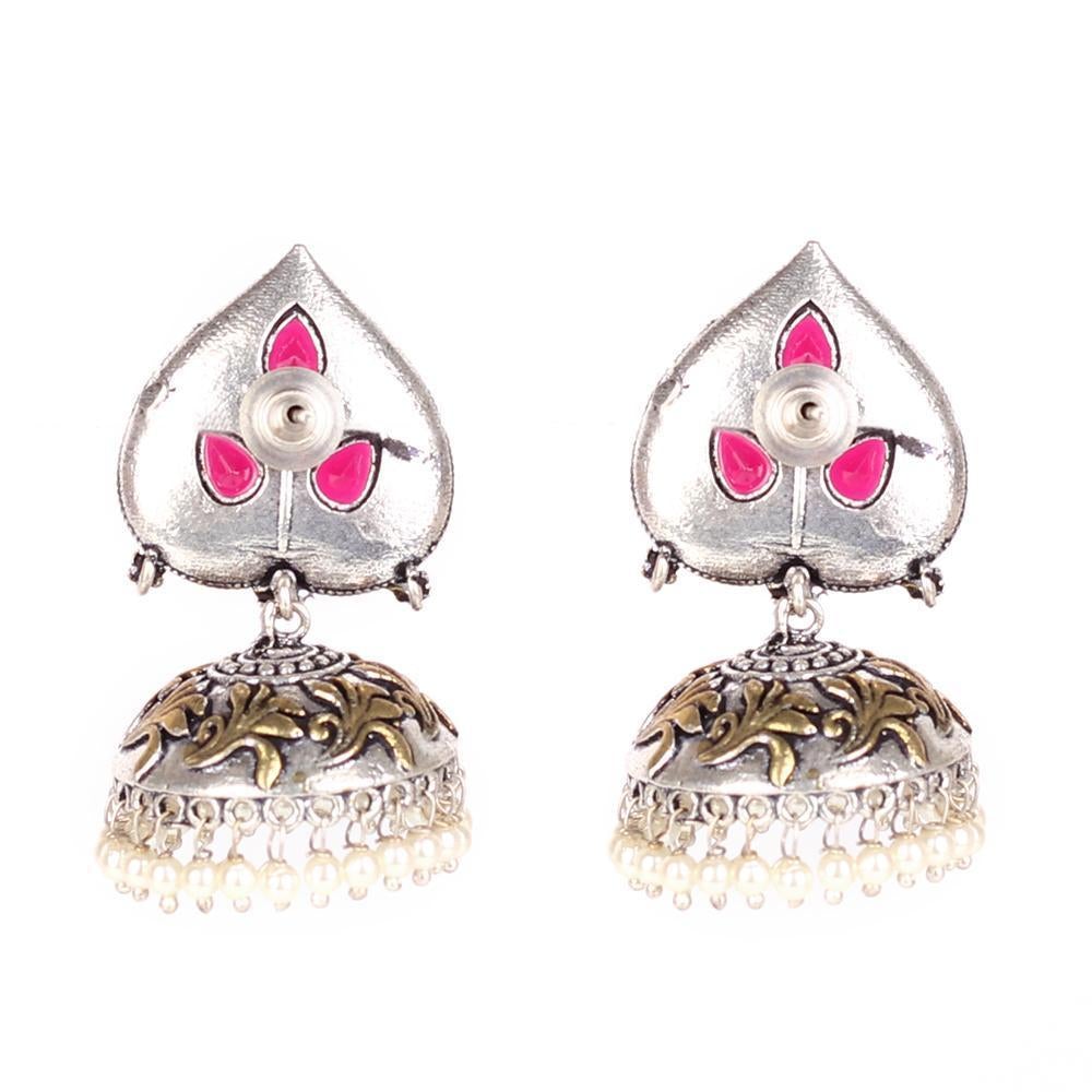 Women's Stones In Spade Jhumkas In German Silver