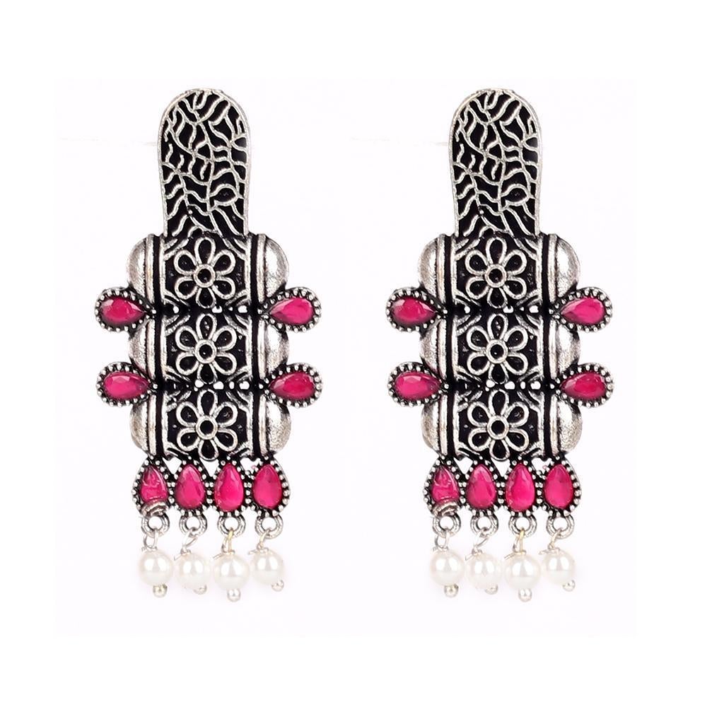 Women's Tribal Art Earings With Stone Work