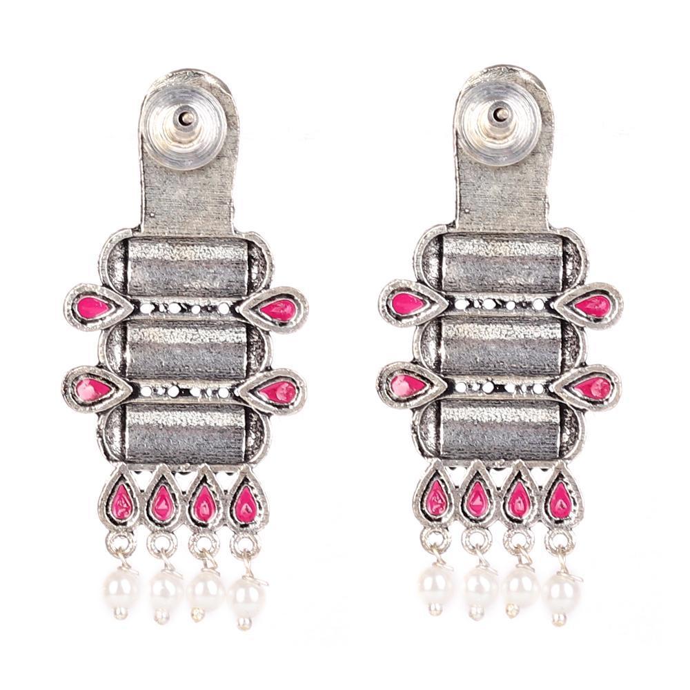 Women's Tribal Art Earings With Stone Work
