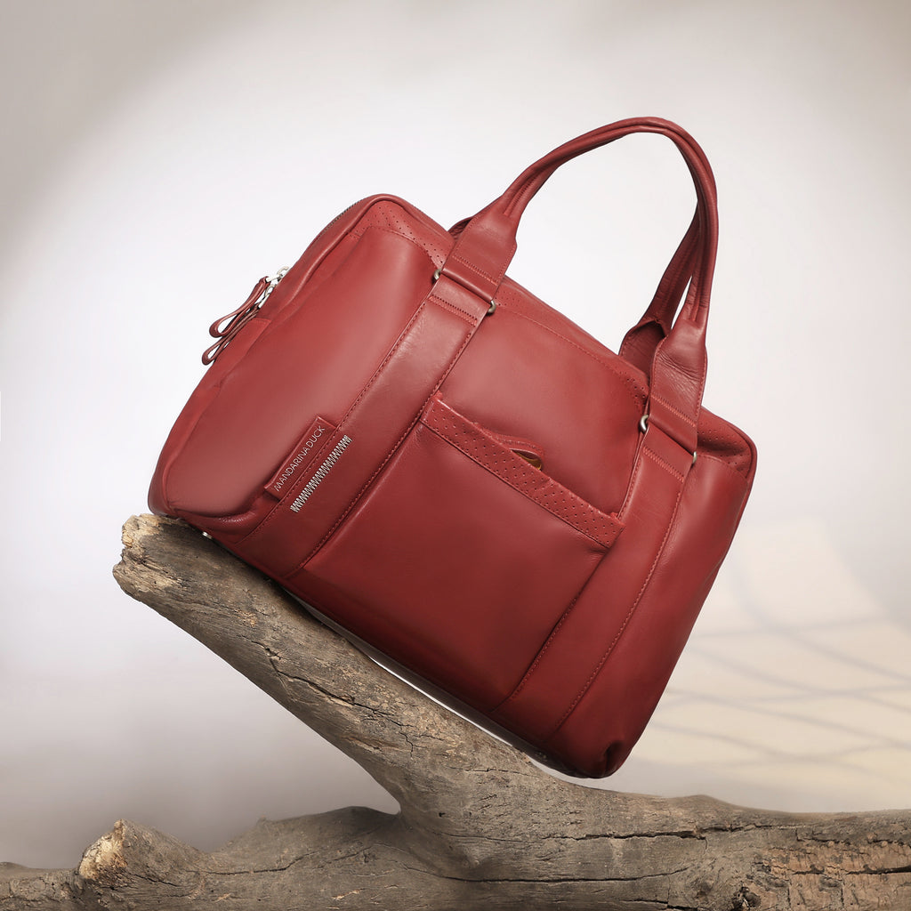Grace Collection Limited Edition Genuine Leather Red Office Bag