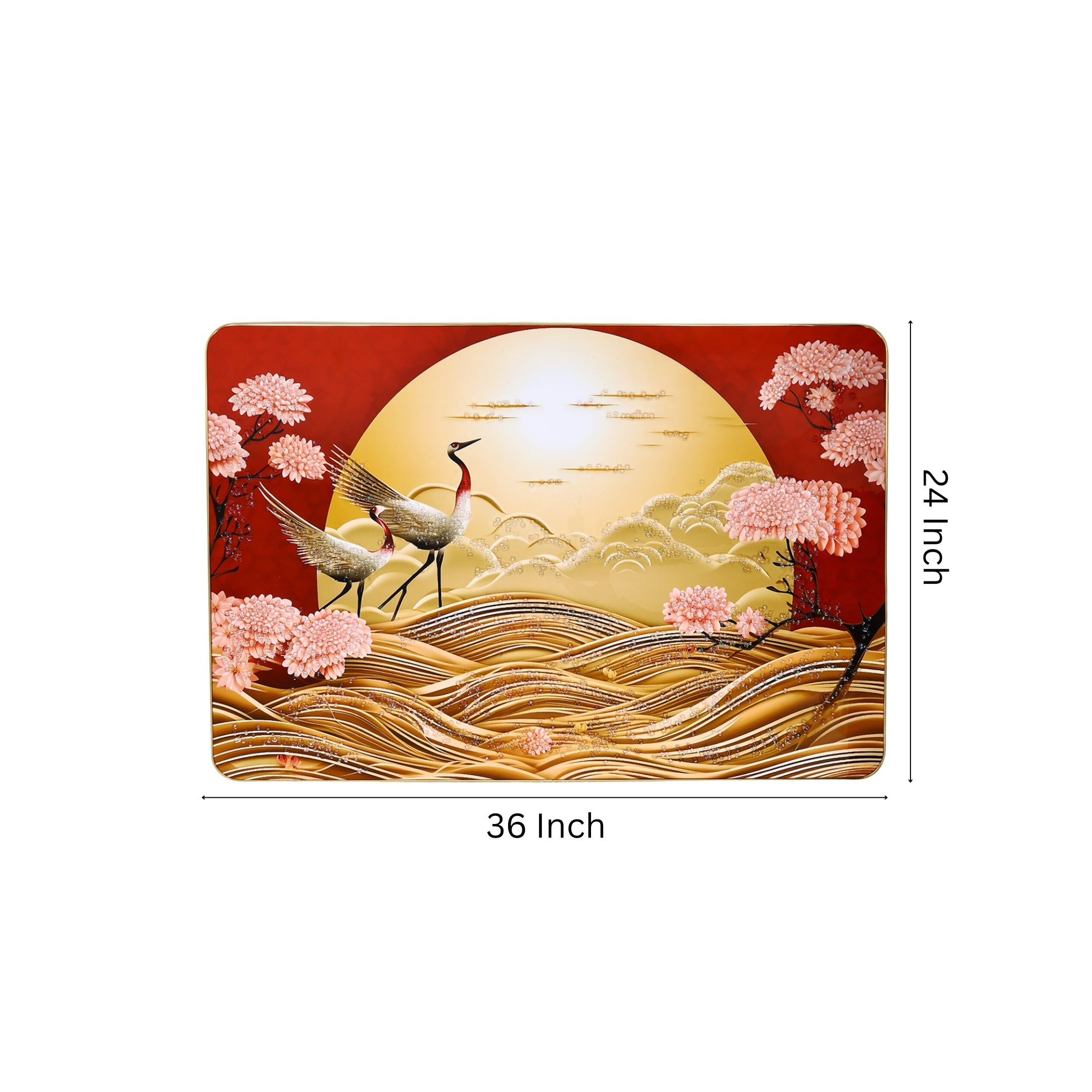 Crane and Sunset Design Resin Wall Painting - Natriel