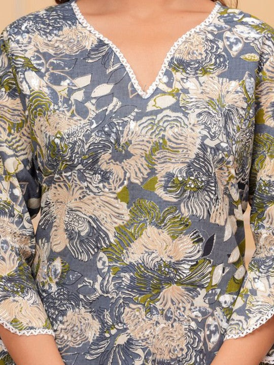 Women's Floral Print Mandarin Collar Shirt Style Top