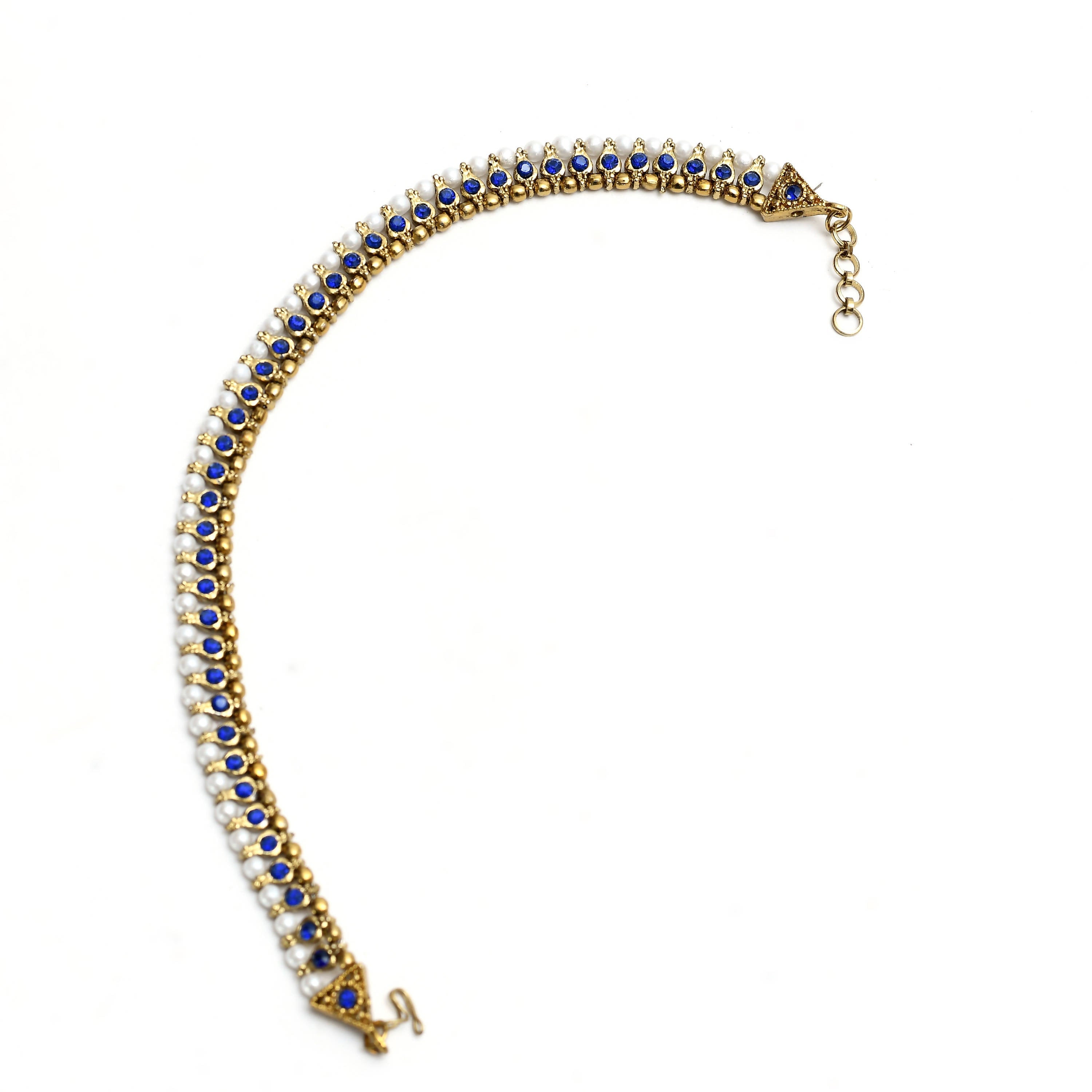 Johar Kamal Gold-Toned Kundan & Pearls Anklets for Women and Gir