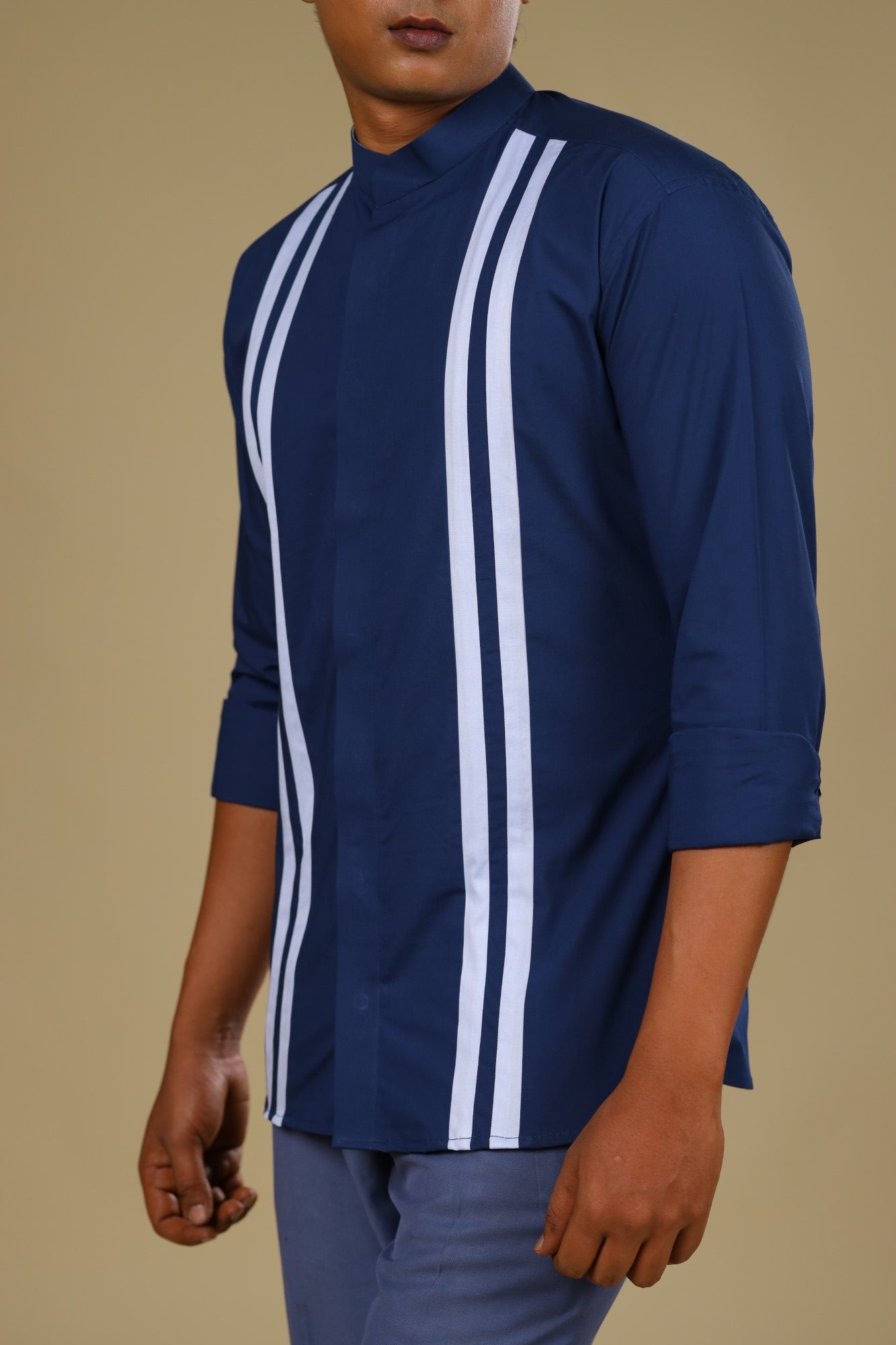 Men's Light Blue Color Blue Turk Shirt Full Sleeves Casual Shirt - Hilo Design