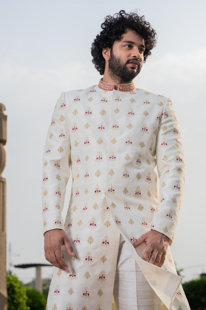 Men's Irenic White Sherwani Set