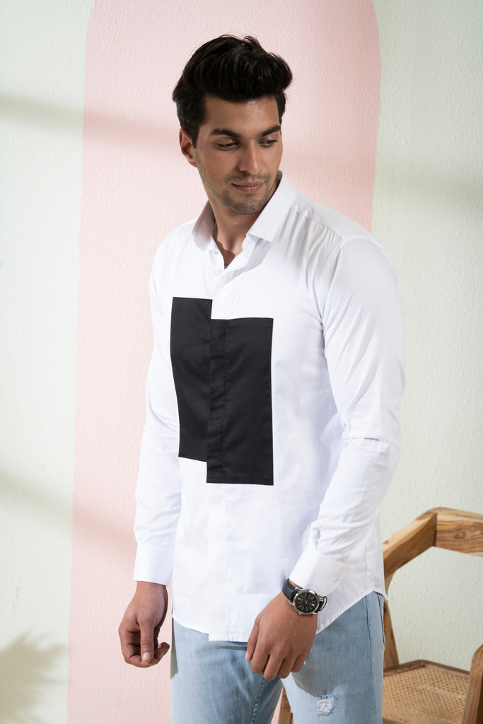 Men's White Color Elysian Shirt Full Sleeves Casual Shirt