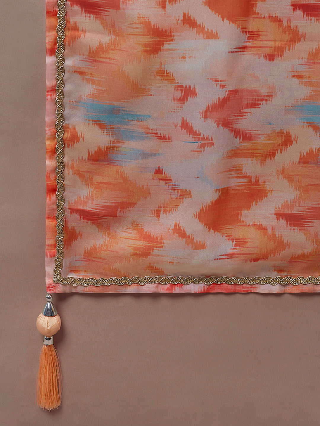 Women's Peach Organza Floral Printed Semi-Stitched Lehenga Choli & Dupatta - Royal Dwells