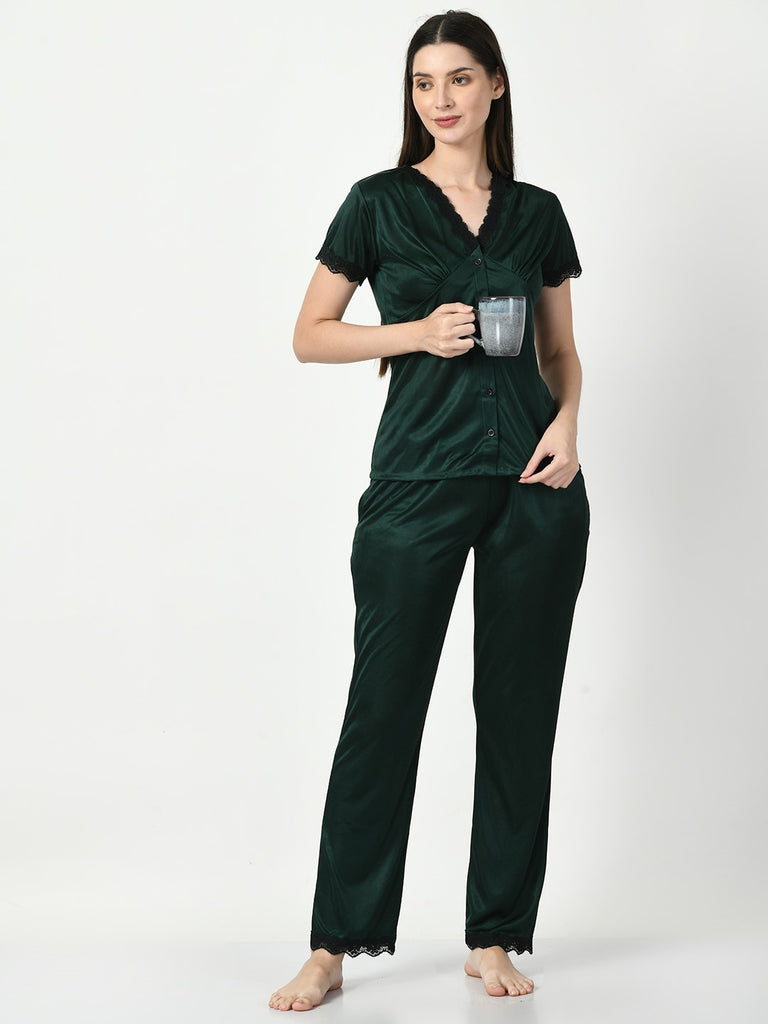 Women's Satin Green Nightdress
