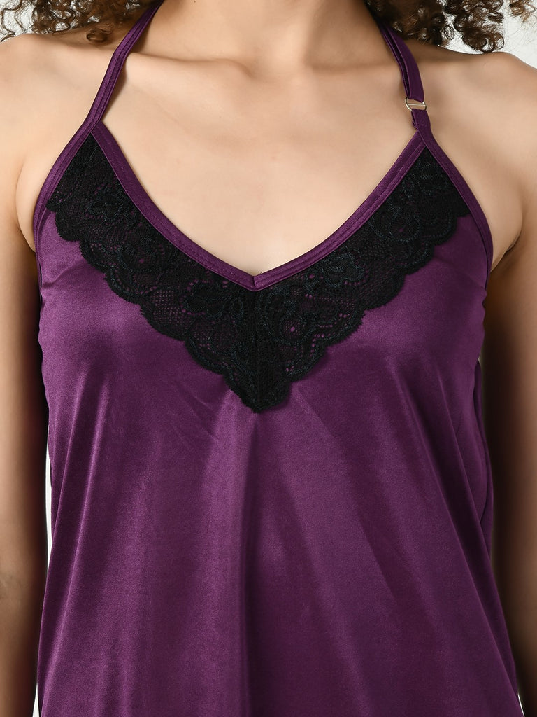 Women's Satin Purple Nightdress