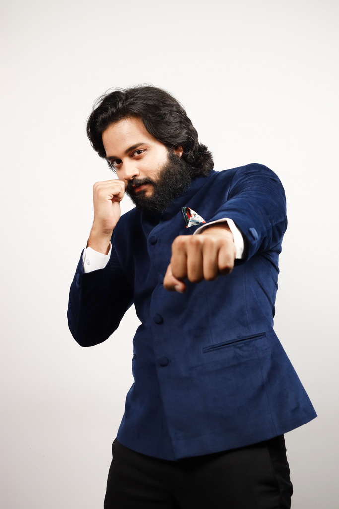 Men's Blue Color Bandhgala Suit