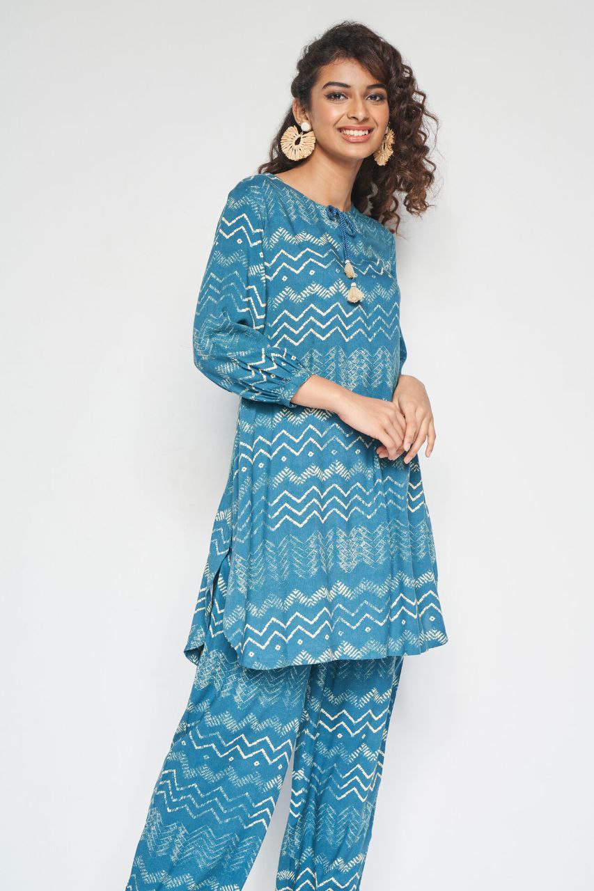 Women's Floral Printed Knee Length Rayon Co-ords Set