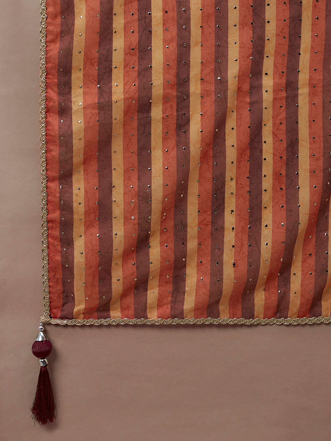 Women's Brown Organza Floral Print And Sequinse Work Semi-Stitched Lehenga Choli & Dupatta - Royal Dwells