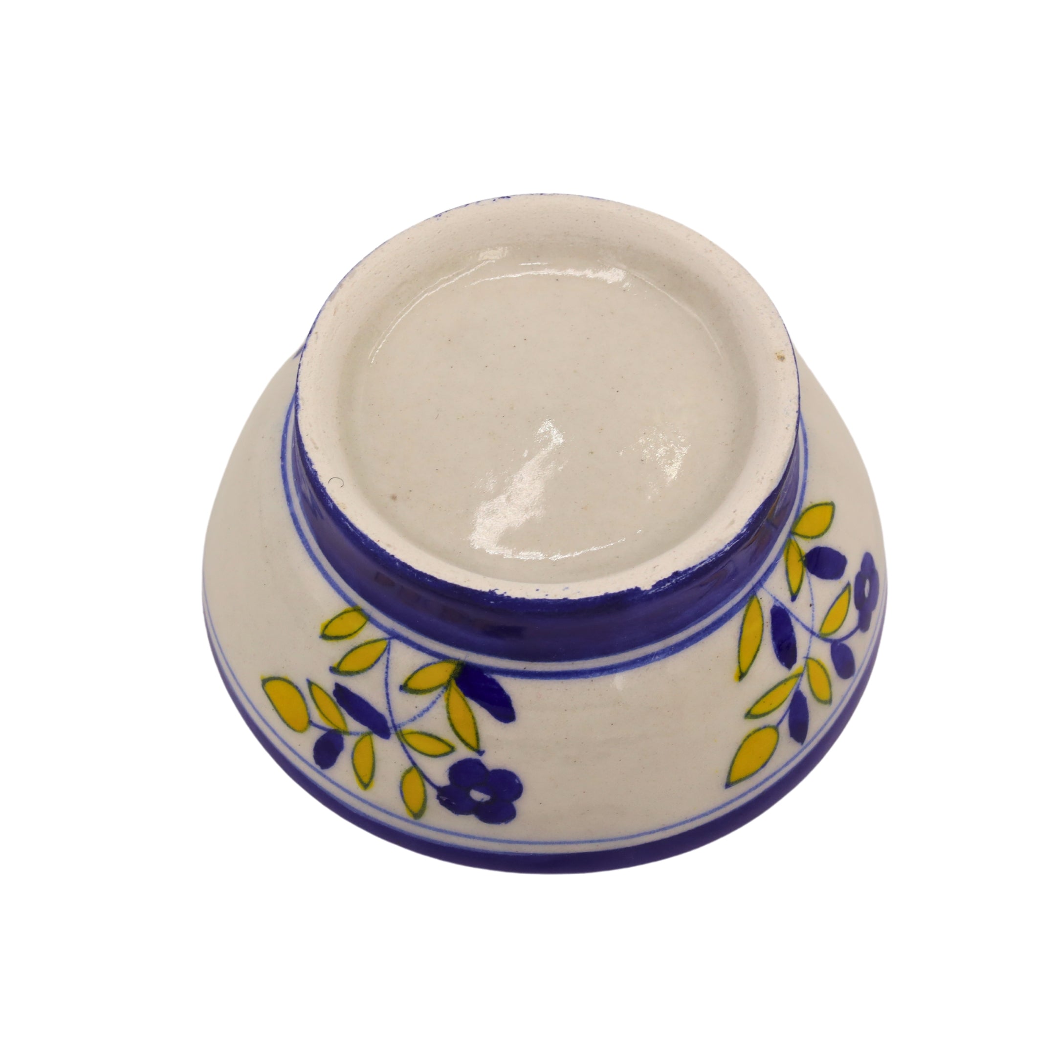 Blue Pottery Round Bowl - White and Blue - Natriel