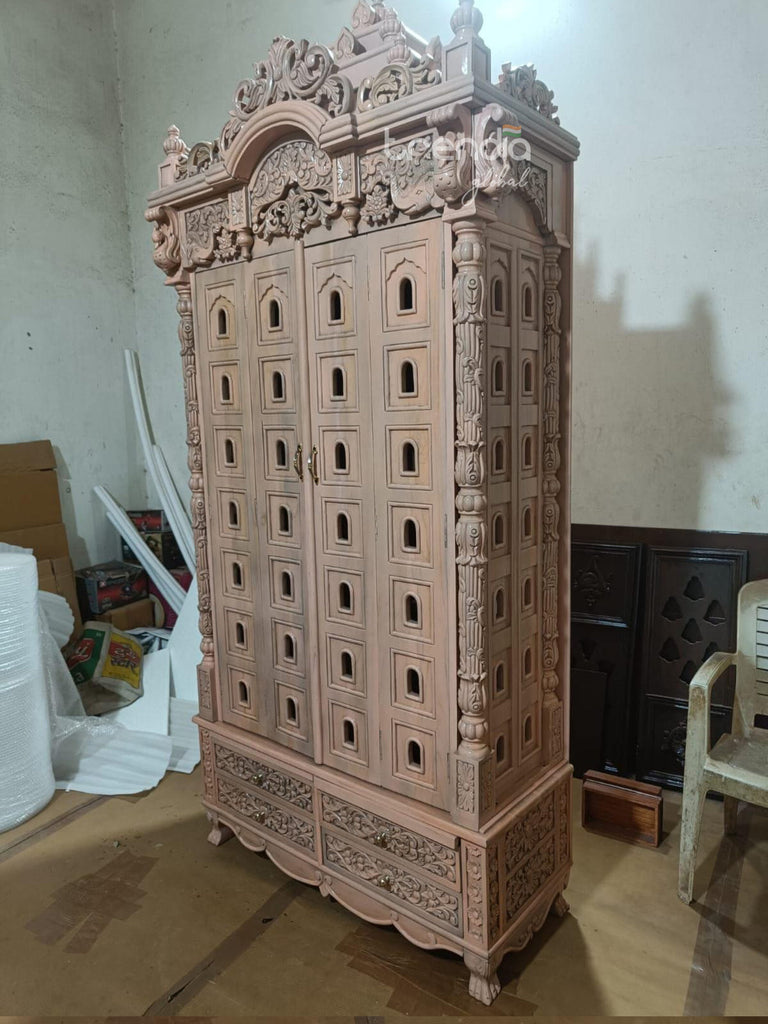 Hand-Carved Solid Teak Wood Temple