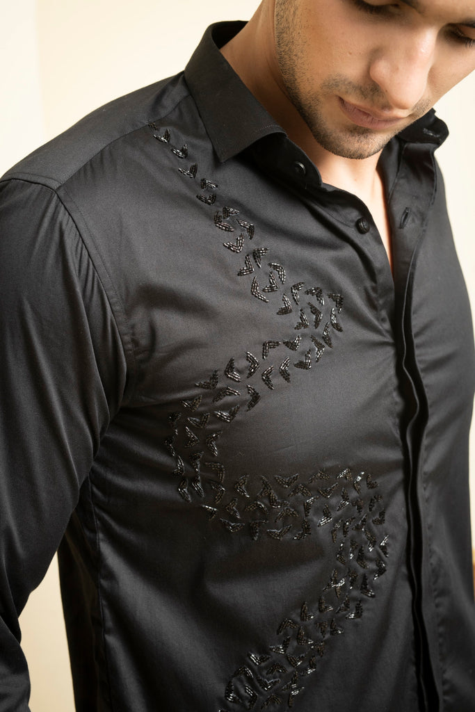 Men's Black Color Awel Full Sleeves Shirt