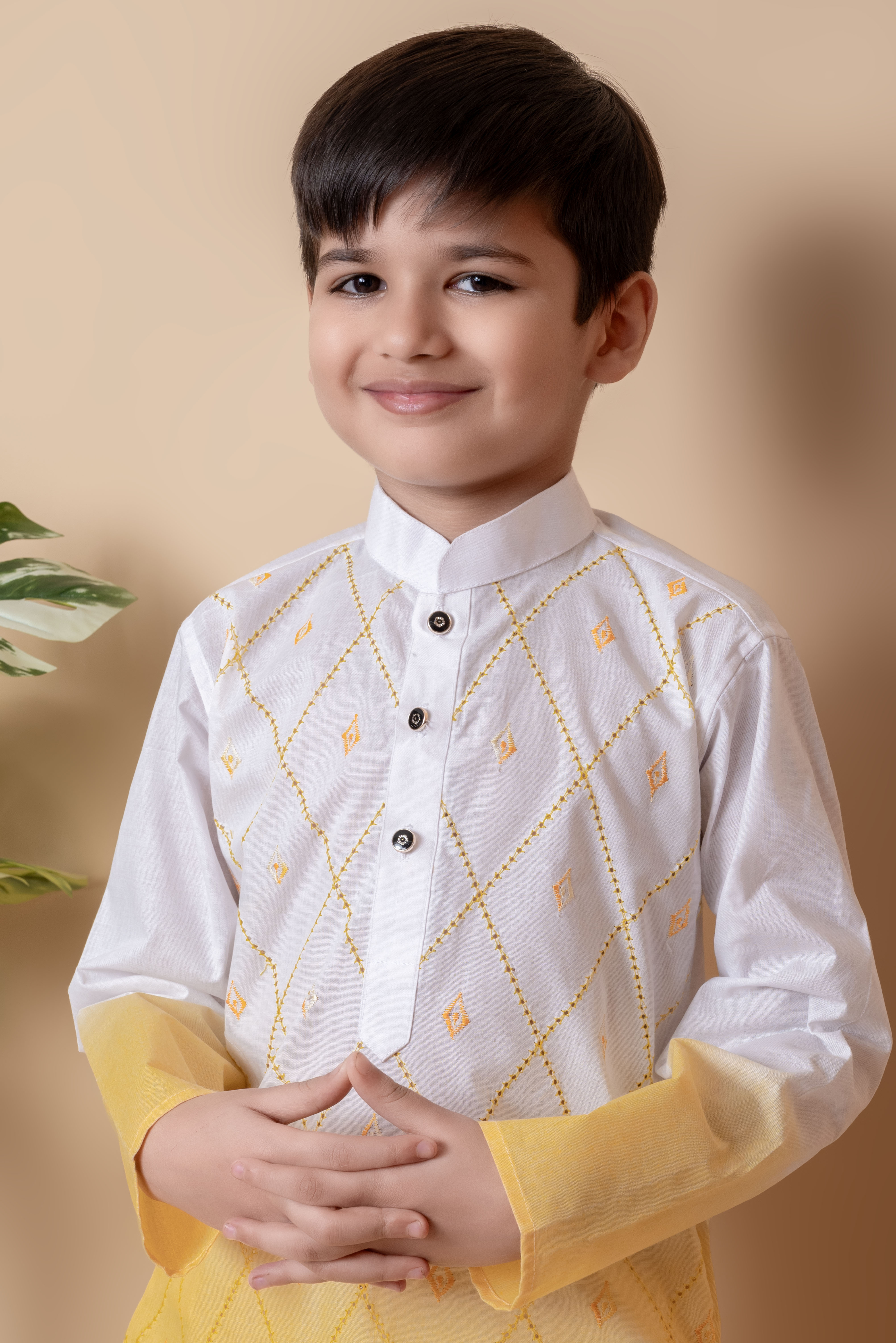 Boy's Cotton  Embroidery Work Kurta And Patiyala Set - Nfc Creation