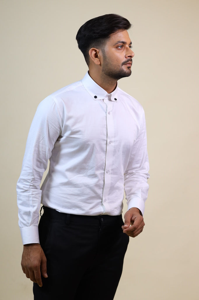 Men's White Color Fuero Designer Collar White Shirt Full Sleeves Casual Shirt
