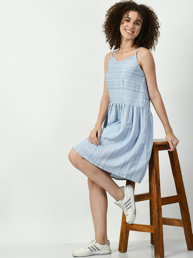 Women's Viscose Rayon Blue Nightdress
