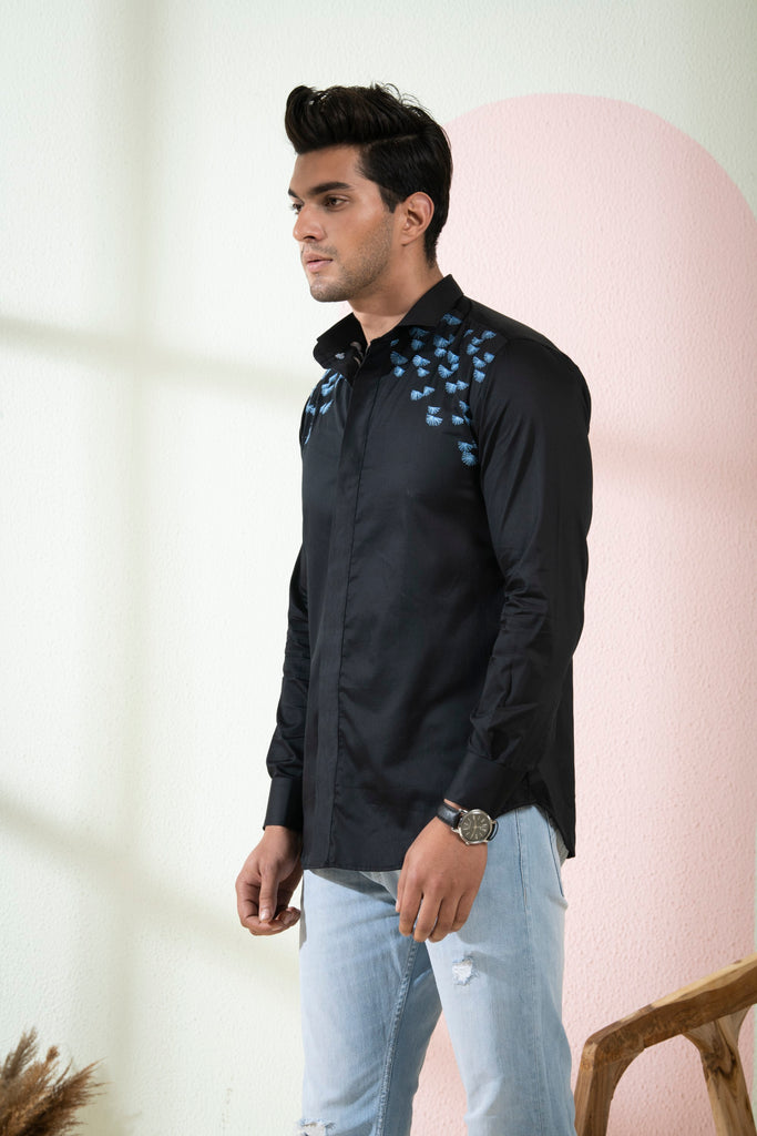 Men's Black Color Blux Full Sleeves Shirt