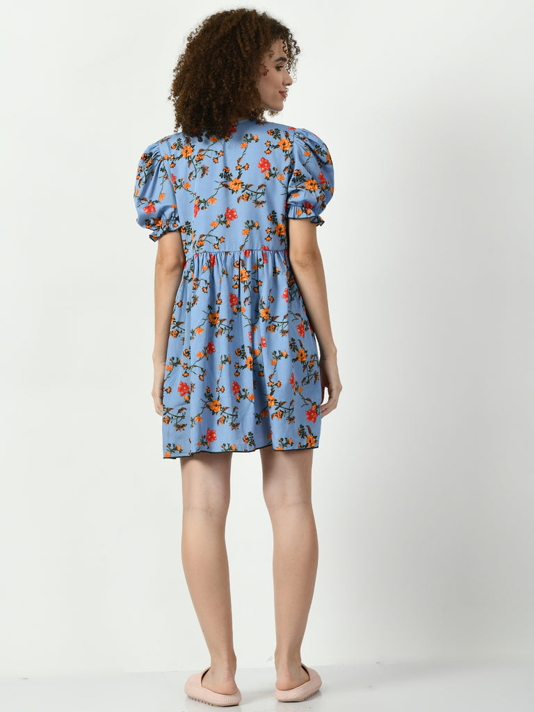 Women's Viscose Rayon Blue Nightdress