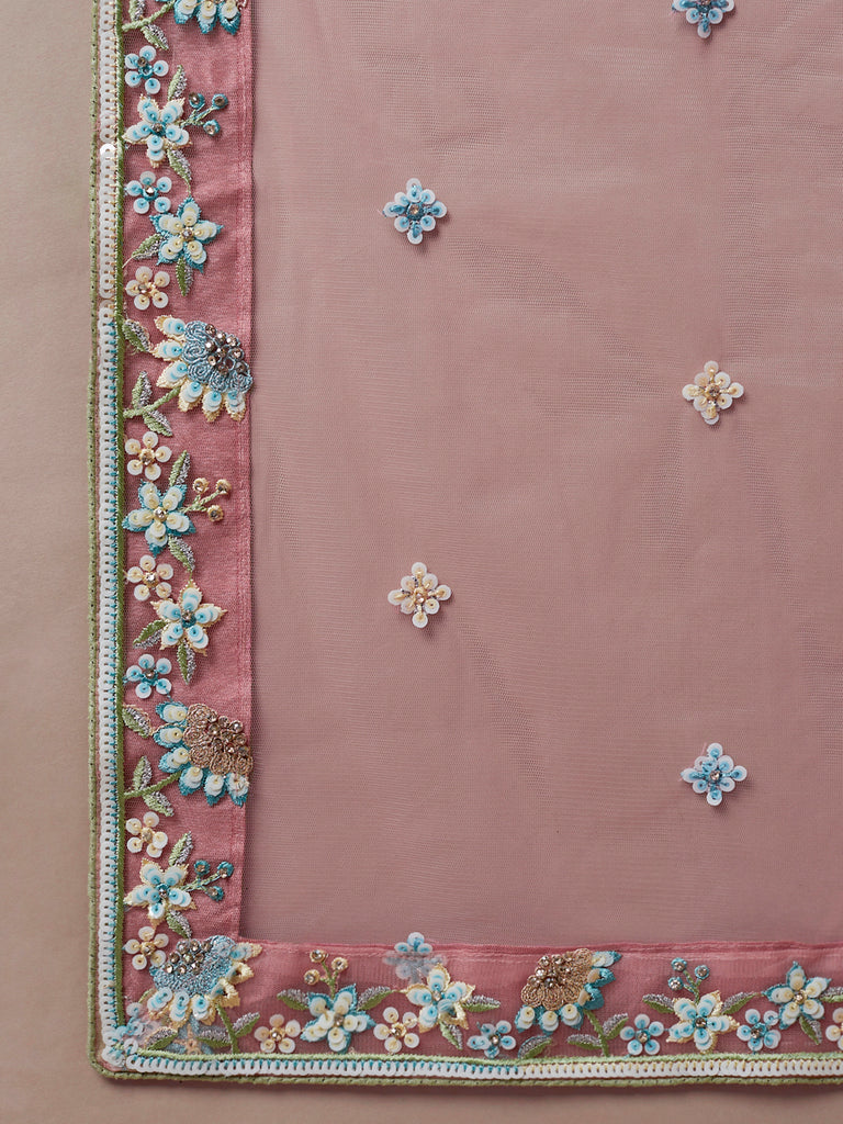 Women's Coral Georgette Sequins With Heavy Zarkan Embroidery Ready To Wear  Lehenga Choli & Dupatta